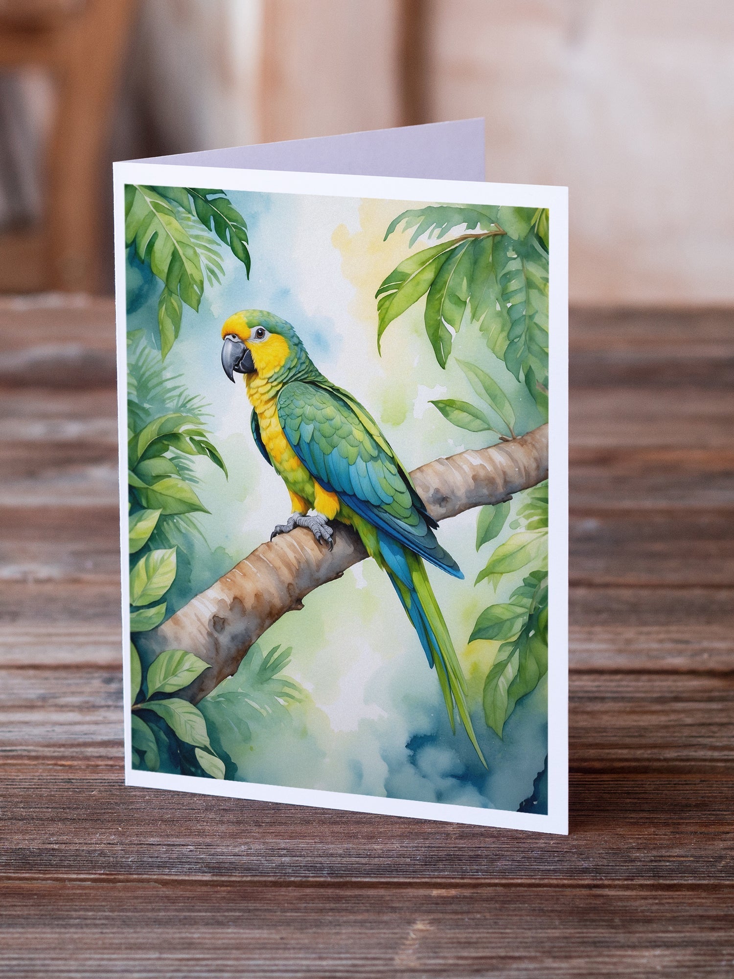 Yellownaped Amazon Parrot Greeting Cards Pack of 8 Blank Cards with Envelopes Whimsical A7 Size 5x7
