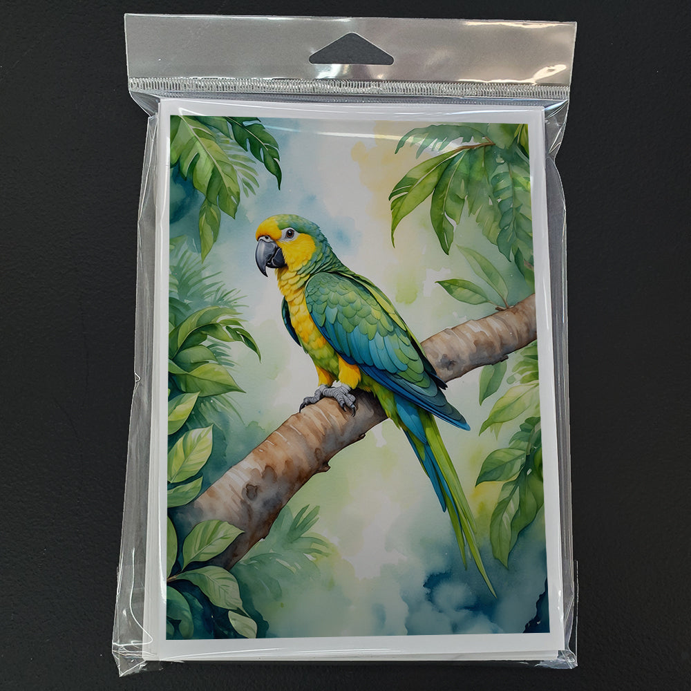 Yellownaped Amazon Parrot Greeting Cards Pack of 8 Blank Cards with Envelopes Whimsical A7 Size 5x7