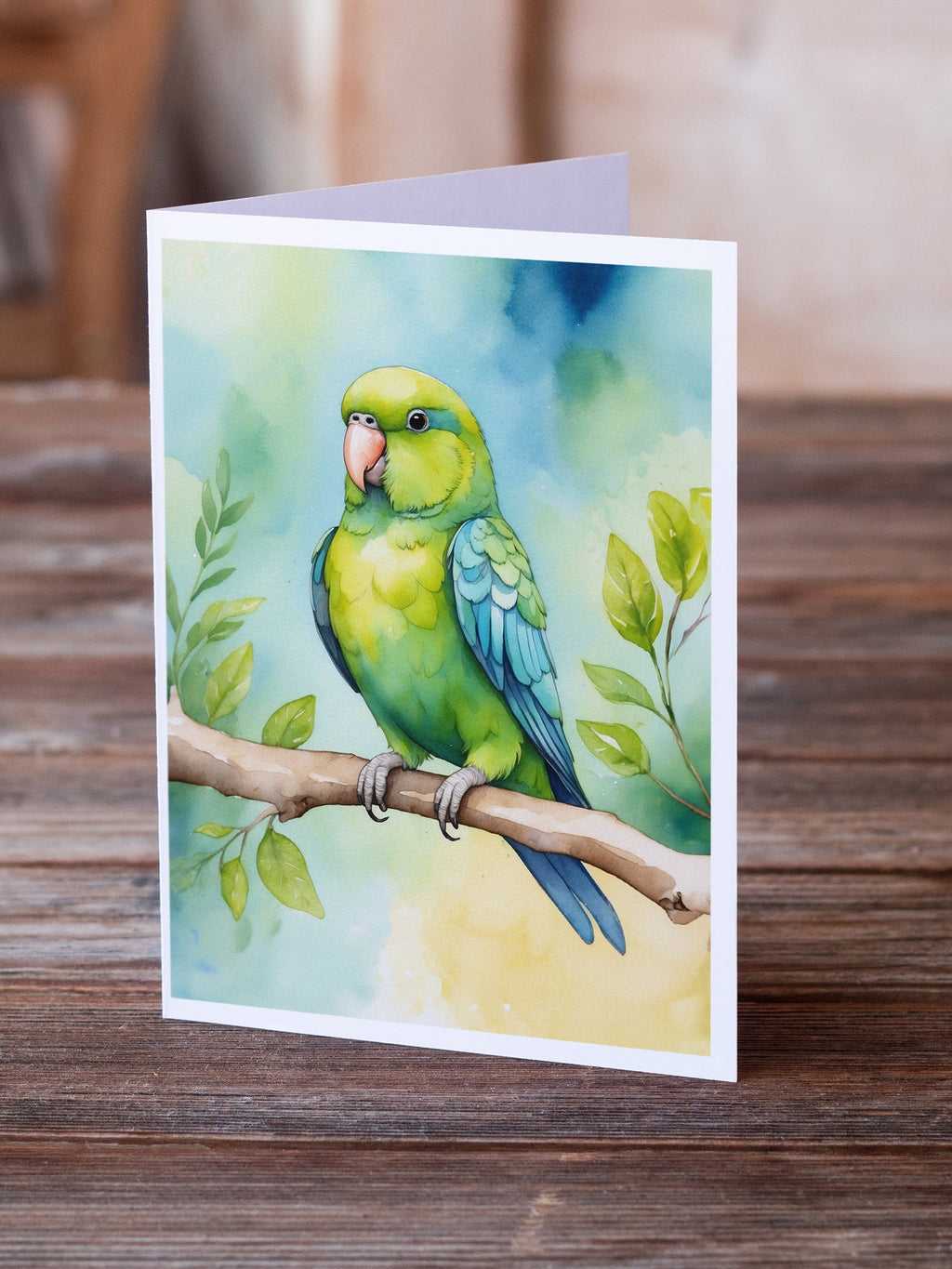 Parrotlet Greeting Cards Pack of 8 Blank Cards with Envelopes Whimsical A7 Size 5x7