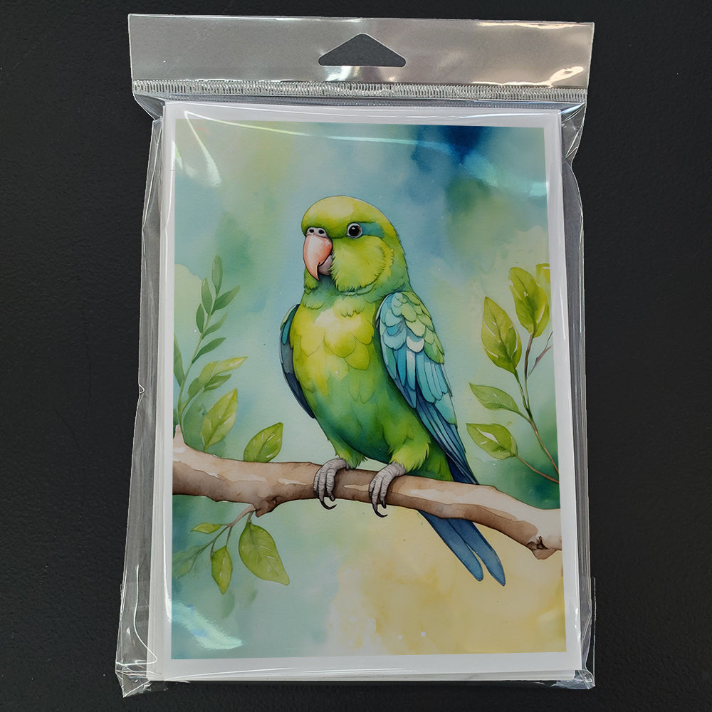 Parrotlet Greeting Cards Pack of 8 Blank Cards with Envelopes Whimsical A7 Size 5x7