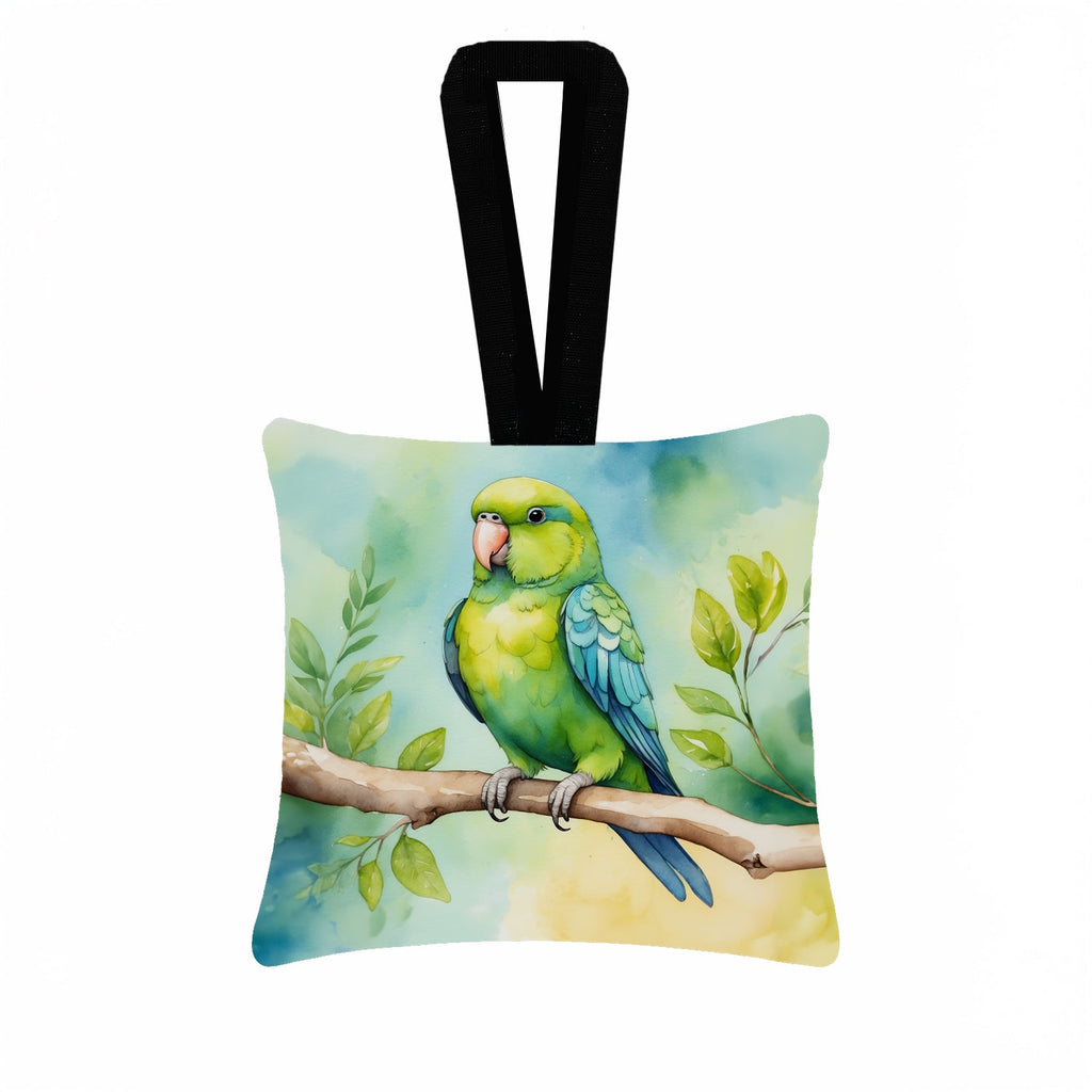 Parrotlet Hanging Square Fabric Ornament 3.5 × 3.5 Decorative Door-Knob & Tree Hanger, Soft Fabric