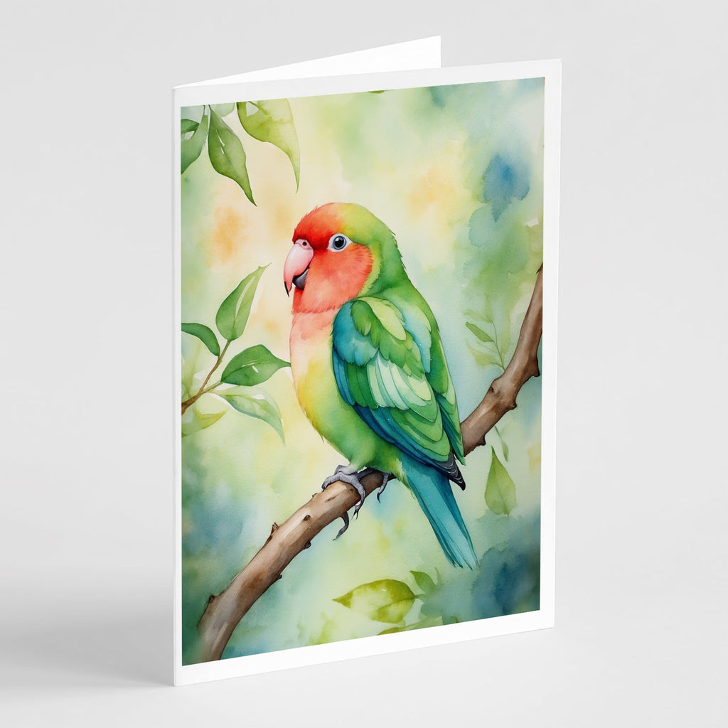 Peachfaced Lovebird Greeting Cards Pack of 8 Blank Cards with Envelopes Whimsical A7 Size 5x7
