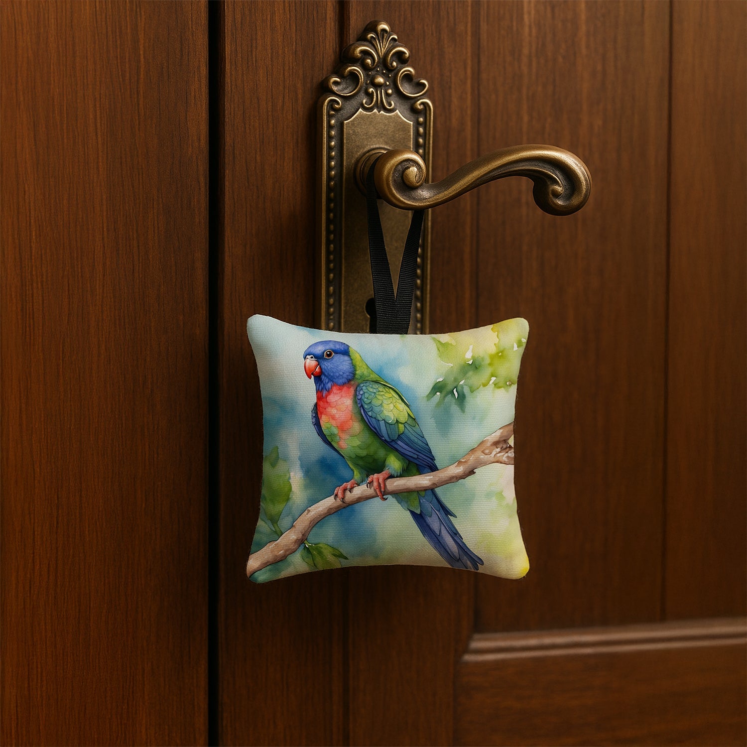 Pionus Hanging Square Fabric Ornament 3.5 × 3.5 Decorative Door-Knob & Tree Hanger, Soft Fabric