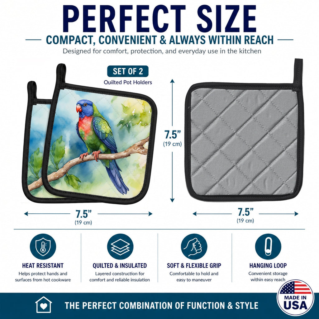 Pionus Pot Holder Set of 2 Heat Resistant Quilted Hot Pads 7.5 x 7.5 Inch, Insulated Kitchen Trivets for Cooking & Baking