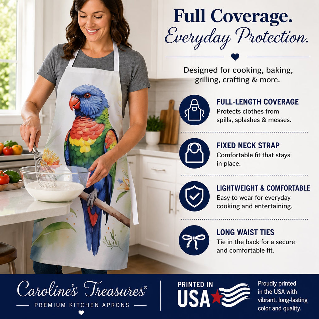 Rainbow Lorikeet Apron Cooking Kitchen Server Baking Crafts Gardening for Adult Women Men, Unisex, Large, Multicolor