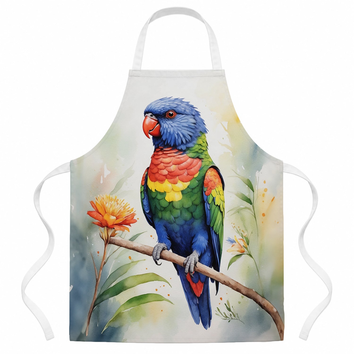 Rainbow Lorikeet Apron Cooking Kitchen Server Baking Crafts Gardening for Adult Women Men, Unisex, Large, Multicolor