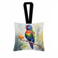 Rainbow Lorikeet Hanging Square Fabric Ornament 3.5 × 3.5 Decorative Door-Knob & Tree Hanger, Soft Fabric
