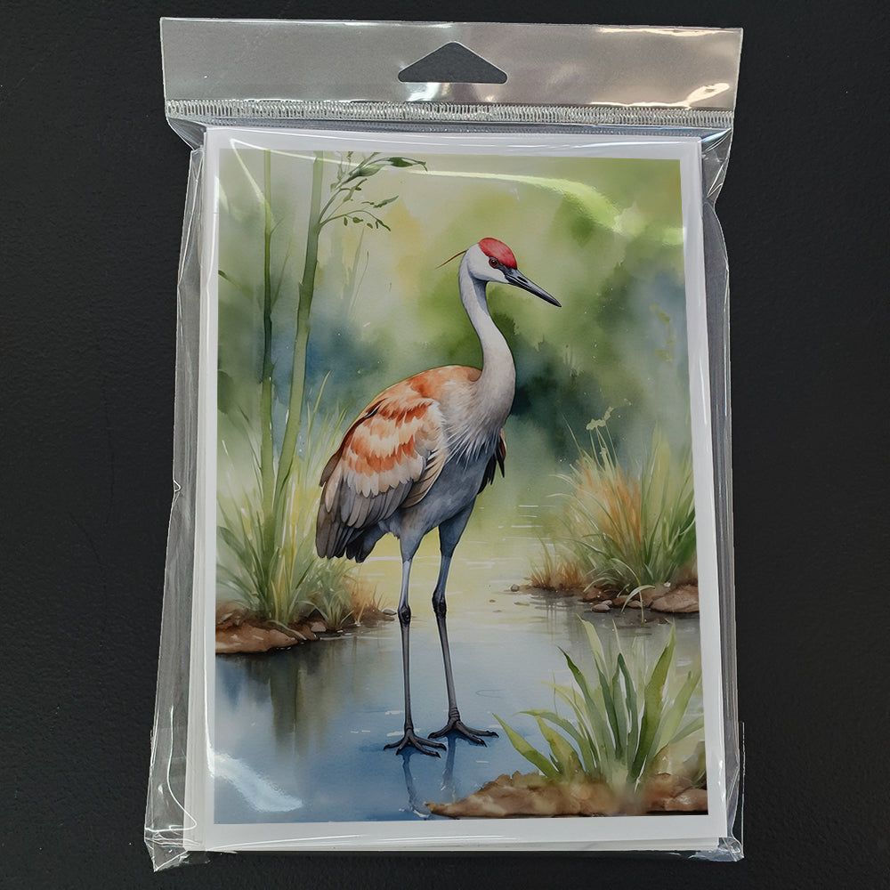 Sandhill Crane Greeting Cards Pack of 8 Blank Cards with Envelopes Whimsical A7 Size 5x7