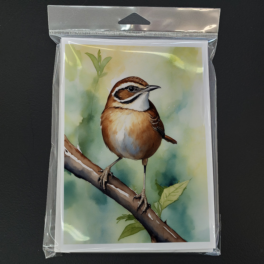 South Carolina Wren Greeting Cards Pack of 8 Blank Cards with Envelopes Whimsical A7 Size 5x7