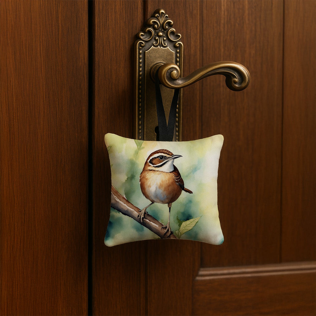 South Carolina Wren Hanging Square Fabric Ornament 3.5 × 3.5 Decorative Door-Knob & Tree Hanger, Soft Fabric