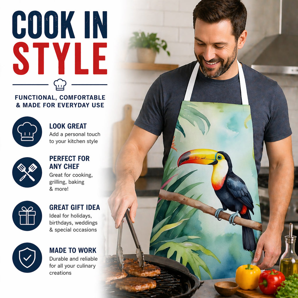 Toucan Apron Cooking Kitchen Server Baking Crafts Gardening for Adult Women Men, Unisex, Large, Multicolor