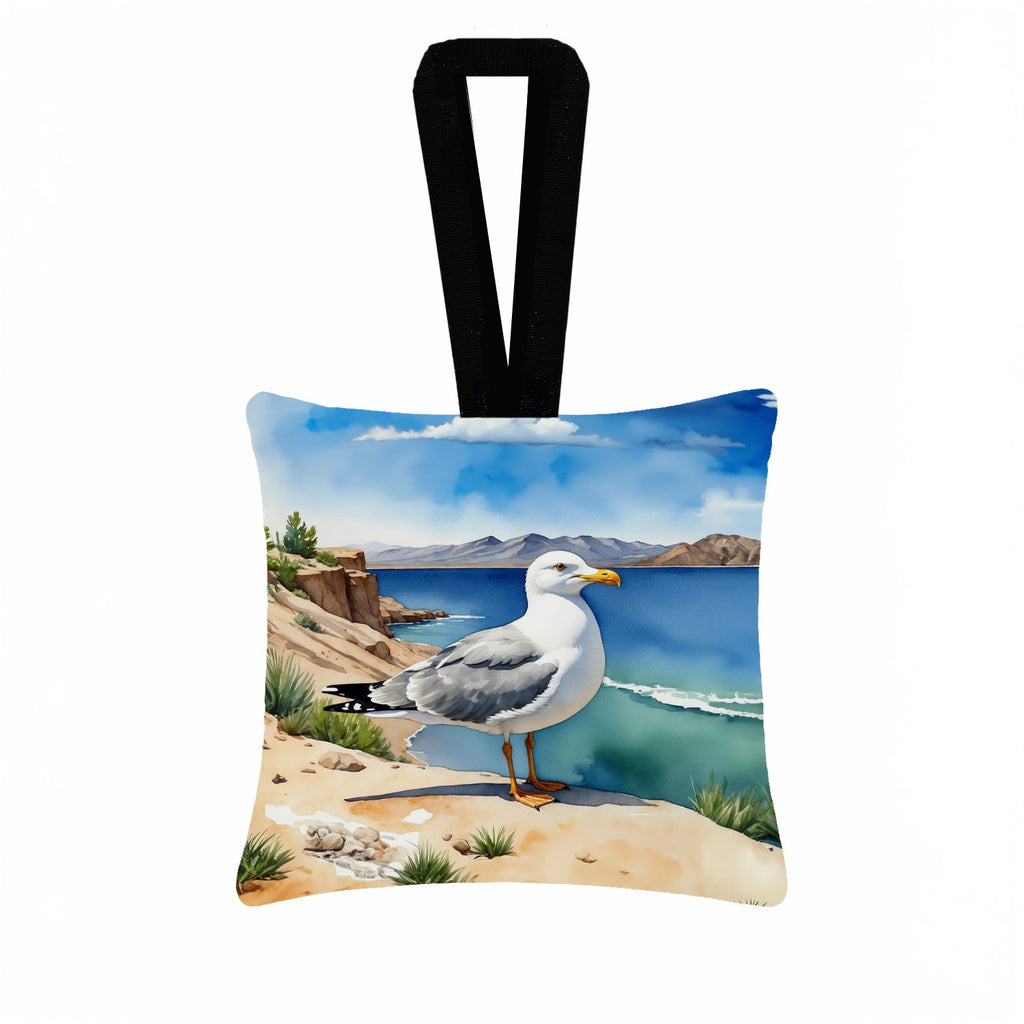 Utah California Gull Hanging Square Fabric Ornament 3.5 × 3.5 Decorative Door-Knob & Tree Hanger, Soft Fabric
