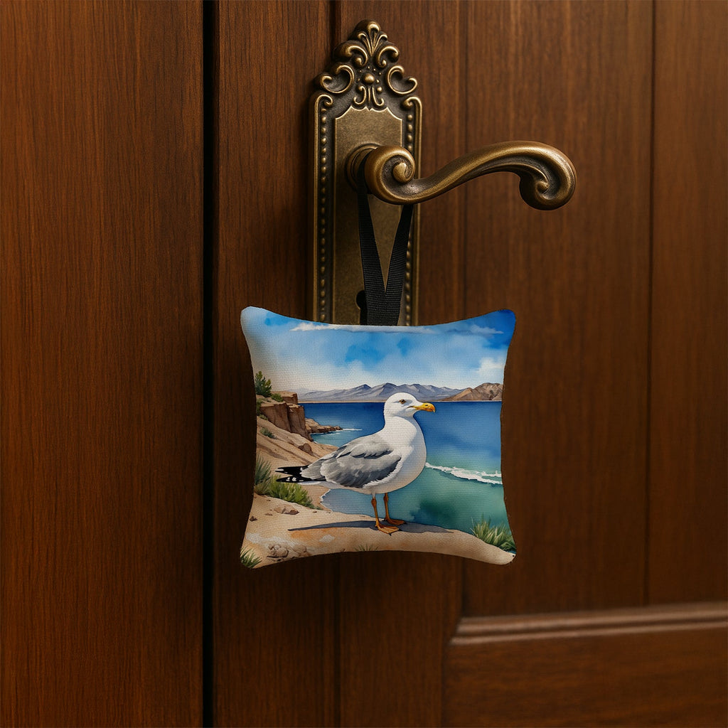 Utah California Gull Hanging Square Fabric Ornament 3.5 × 3.5 Decorative Door-Knob & Tree Hanger, Soft Fabric