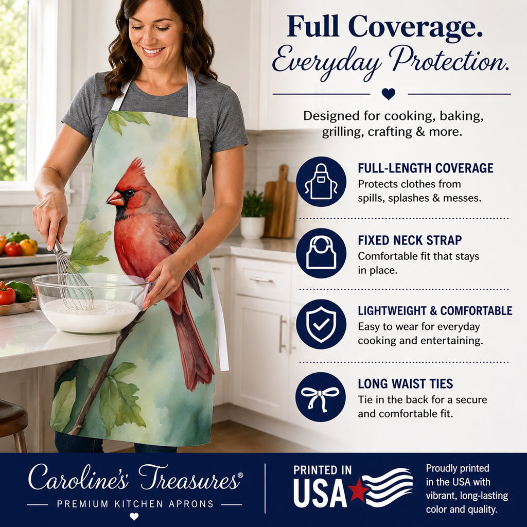 West Virginia Northern CardInal Apron Cooking Kitchen Server Baking Crafts Gardening for Adult Women Men, Unisex, Large, Multicolor