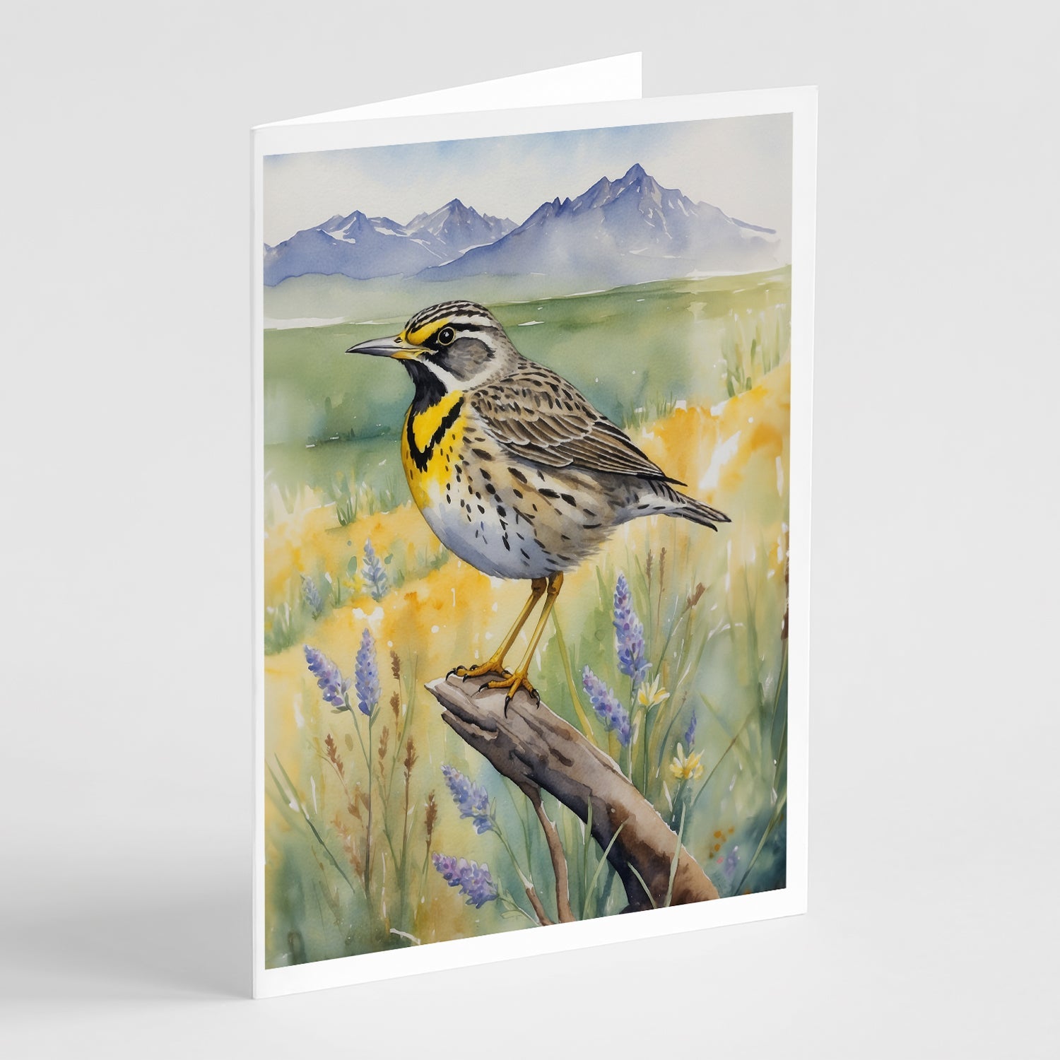 Wyoming Western Meadowlark Greeting Cards Pack of 8 Blank Cards with Envelopes Whimsical A7 Size 5x7