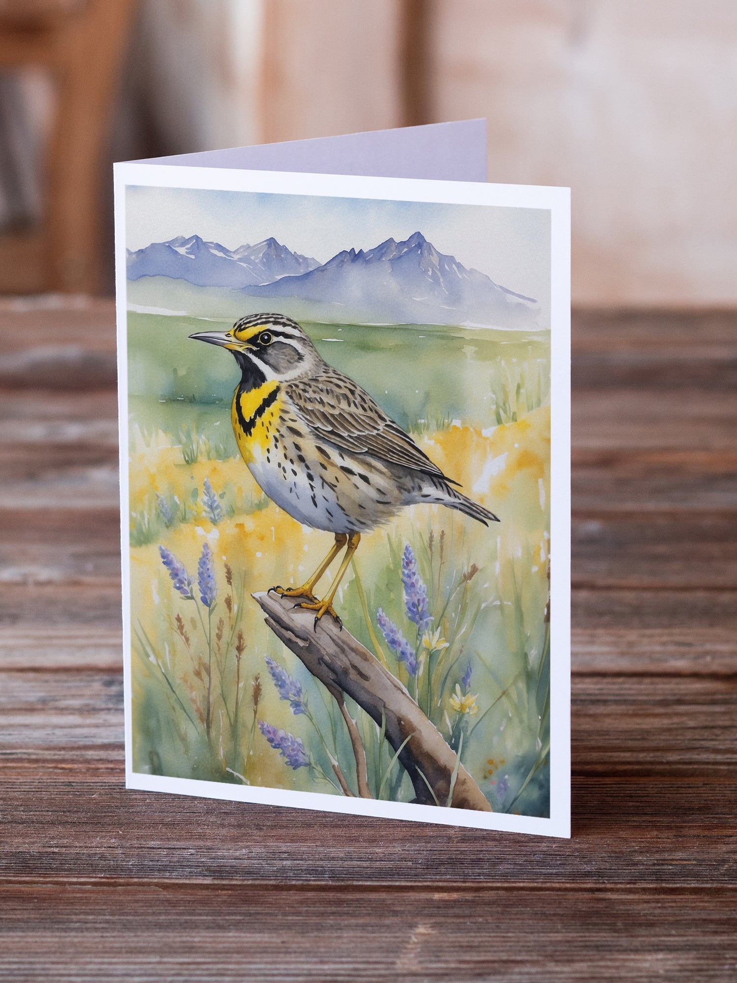 Wyoming Western Meadowlark Greeting Cards Pack of 8 Blank Cards with Envelopes Whimsical A7 Size 5x7