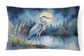 Great Blue Heron Moonlight Marsh Watercolor Decorative Throw Pillow 12x16 Indoor Outdoor Accent Cushion, Fabric Cover with Insert for Sofa, Bed, Porch & Living Room