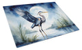 Great Blue Heron Sunrise Lake Watercolor Cutting Board Tempered Glass Kitchen Cutting Surface, Heat Resistant Chopping, Non-Slip Feet, Food Prep & Serving