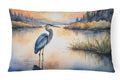 Great Blue Heron Calm Water Reflection Watercolor Decorative Throw Pillow 12x16 Indoor Outdoor Accent Cushion, Fabric Cover with Insert for Sofa, Bed, Porch & Living Room