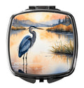 Great Blue Heron Calm Water Reflection Watercolor Compact Mirror Decorative Travel Makeup Mirror for Women Girls Gifts Pocket Makeup Mirror Folding Handheld