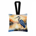 Great Blue Heron Sunset Landscape Watercolor Hanging Square Fabric Ornament 3.5 × 3.5 Decorative Door-Knob & Tree Hanger, Soft Fabric