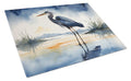 Great Blue Heron Shoreline Watercolor Cutting Board Tempered Glass Kitchen Cutting Surface, Heat Resistant Chopping, Non-Slip Feet, Food Prep & Serving