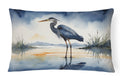 Great Blue Heron Shoreline Watercolor Decorative Throw Pillow 12x16 Indoor Outdoor Accent Cushion, Fabric Cover with Insert for Sofa, Bed, Porch & Living Room