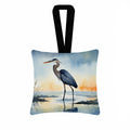 Great Blue Heron Minimal Marsh Watercolor Hanging Square Fabric Ornament 3.5 × 3.5 Decorative Door-Knob & Tree Hanger, Soft Fabric