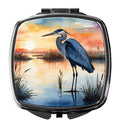 Great Blue Heron Sunset Marsh Watercolor Compact Mirror Decorative Travel Makeup Mirror for Women Girls Gifts Pocket Makeup Mirror Folding Handheld