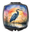 Great Blue Heron Bold Sunset Watercolor Compact Mirror Decorative Travel Makeup Mirror for Women Girls Gifts Pocket Makeup Mirror Folding Handheld