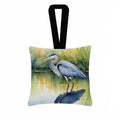 Great Blue Heron Green Marsh Watercolor Hanging Square Fabric Ornament 3.5 × 3.5 Decorative Door-Knob & Tree Hanger, Soft Fabric