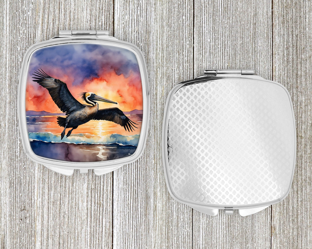Pelican Coastal Sunset Flight Watercolor Compact Mirror Decorative Travel Makeup Mirror for Women Girls Gifts Pocket Makeup Mirror Folding Handheld