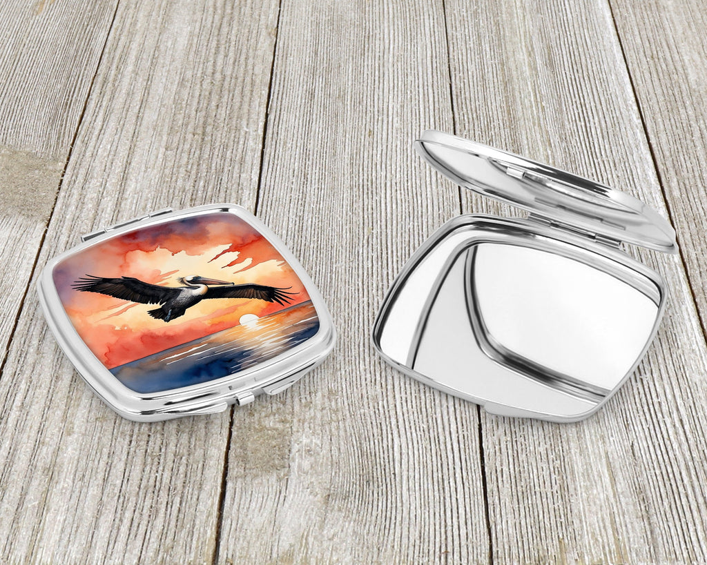Pelican Sunset Sky Flight Watercolor Compact Mirror Decorative Travel Makeup Mirror for Women Girls Gifts Pocket Makeup Mirror Folding Handheld