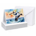 Pelican Over Ocean Wave Watercolor Greeting Cards Pack of 8 Blank Cards with Envelopes Whimsical A7 Size 5x7