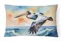 Pelican Over Ocean Wave Watercolor Decorative Throw Pillow 12x16 Indoor Outdoor Accent Cushion, Fabric Cover with Insert for Sofa, Bed, Porch & Living Room