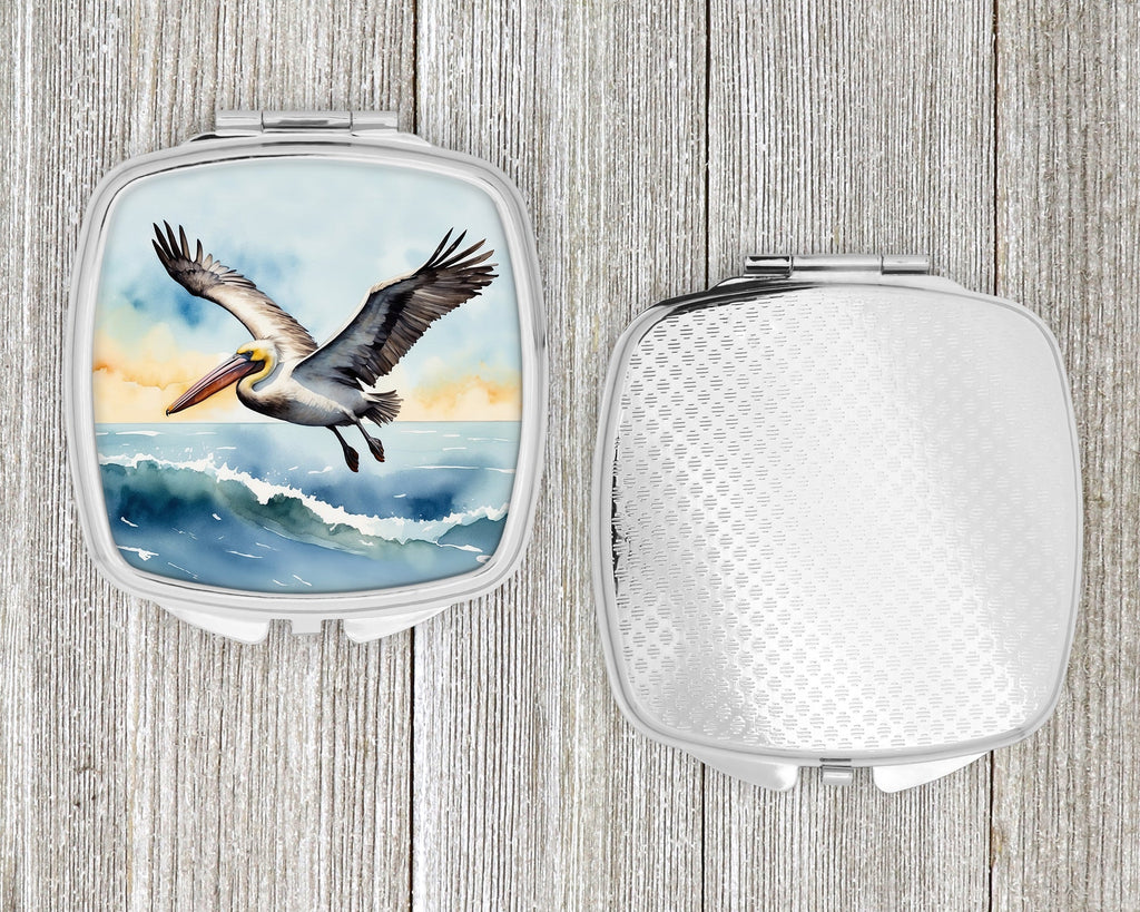 Pelican Coastal Flight Watercolor Compact Mirror Decorative Travel Makeup Mirror for Women Girls Gifts Pocket Makeup Mirror Folding Handheld