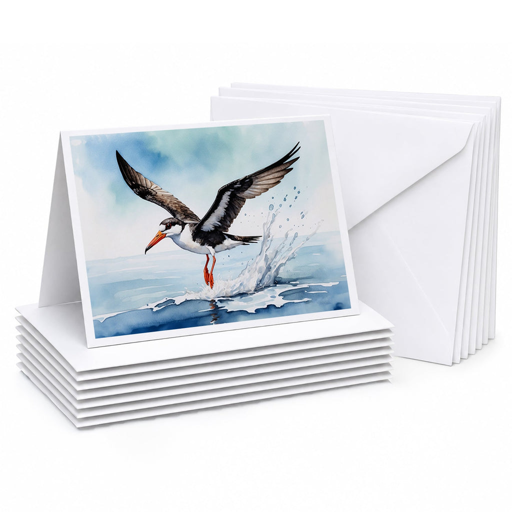 Black Skimmer Greeting Cards Pack of 8 Blank Cards with Envelopes Whimsical A7 Size 5x7