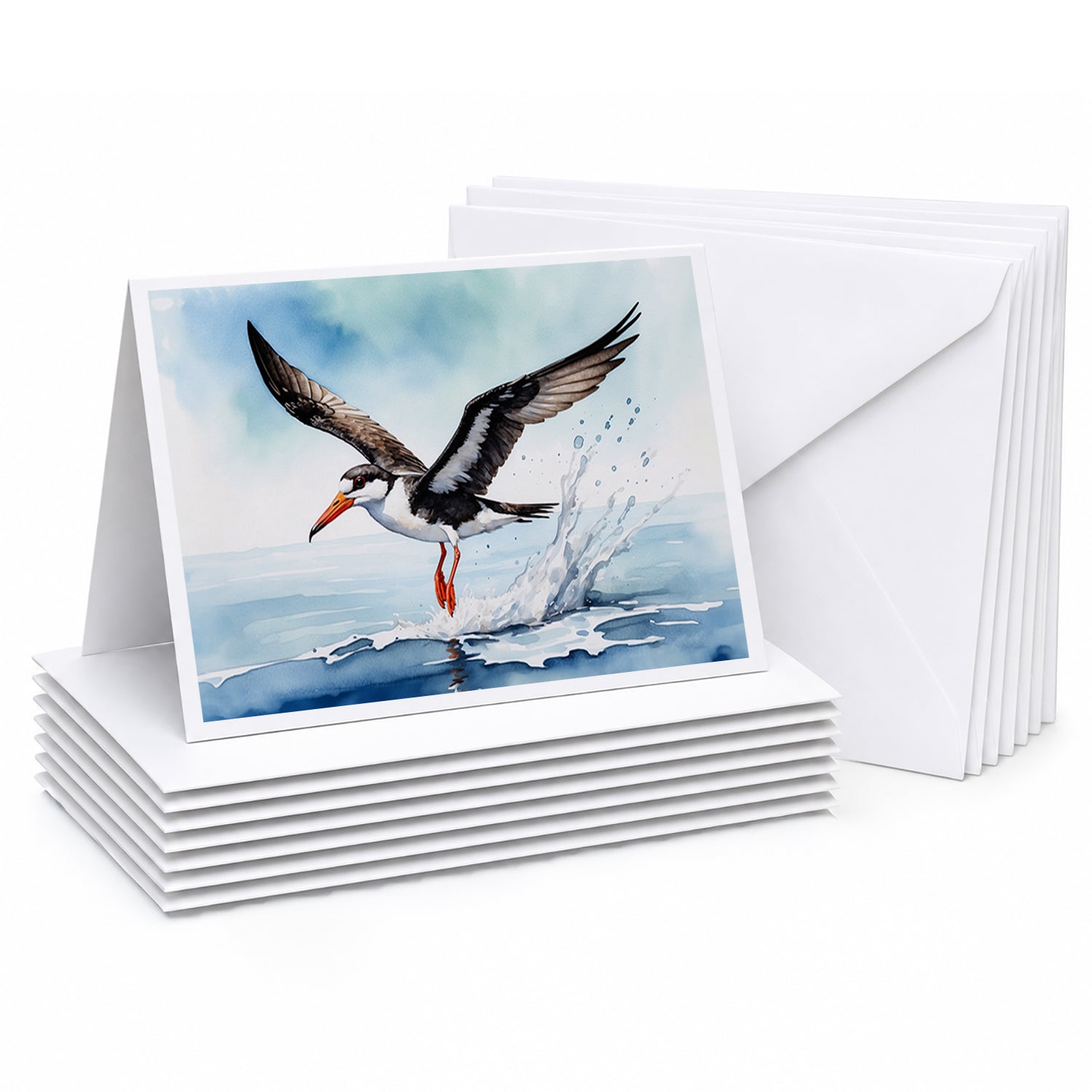 Black Skimmer Greeting Cards Pack of 8 Blank Cards with Envelopes Whimsical A7 Size 5x7
