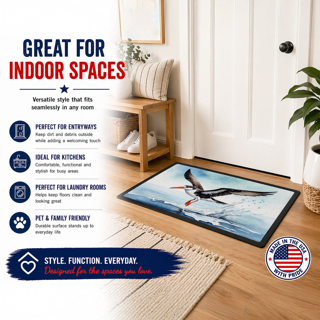 Black Skimmer Doormat Indoor Outdoor 24H X 36W Front Door Mat Rugs for Entryway, Non Slip Washable Low Pile,