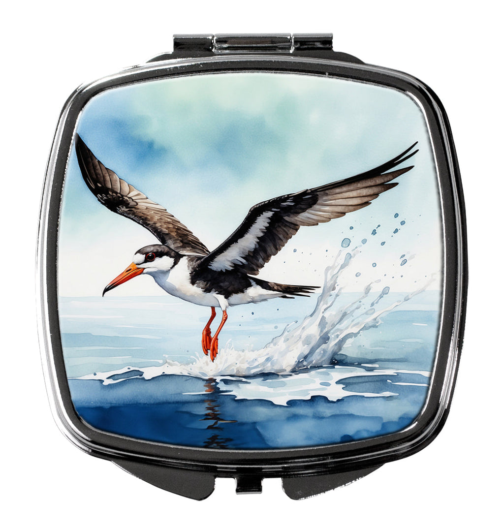 Black Skimmer Compact Mirror Decorative Travel Makeup Mirror for Women Girls Gifts Pocket Makeup Mirror Folding Handheld