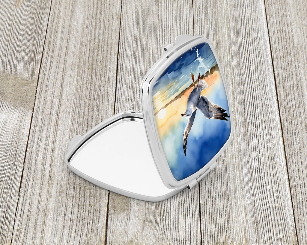 Seagull Flying Over Ocean Sunset Watercolor Compact Mirror Decorative Travel Makeup Mirror for Women Girls Gifts Pocket Makeup Mirror Folding Handheld