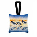 Oystercatchers on Beach Shore Watercolor Hanging Square Fabric Ornament 3.5 × 3.5 Decorative Door-Knob & Tree Hanger, Soft Fabric