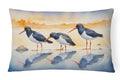 Oystercatchers on Beach Shore Watercolor Decorative Throw Pillow 12x16 Indoor Outdoor Accent Cushion, Fabric Cover with Insert for Sofa, Bed, Porch & Living Room