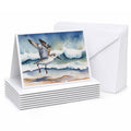 Sanderling Running Through Ocean Waves Watercolor Greeting Cards Pack of 8 Blank Cards with Envelopes Whimsical A7 Size 5x7