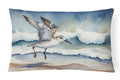 Sanderling Running Through Ocean Waves Watercolor Decorative Throw Pillow 12x16 Indoor Outdoor Accent Cushion, Fabric Cover with Insert for Sofa, Bed, Porch & Living Room