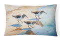 Sandpipers Running Along Shore Watercolor Decorative Throw Pillow 12x16 Indoor Outdoor Accent Cushion, Fabric Cover with Insert for Sofa, Bed, Porch & Living Room