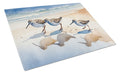 Sandpipers Coastal Reflection Watercolor Cutting Board Tempered Glass Kitchen Cutting Surface, Heat Resistant Chopping, Non-Slip Feet, Food Prep & Serving