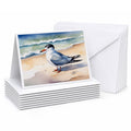 Tern Resting on Sandy Beach Watercolor Greeting Cards Pack of 8 Blank Cards with Envelopes Whimsical A7 Size 5x7