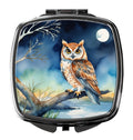 Owl on Tree by Moonlight Coastal Watercolor Compact Mirror Decorative Travel Makeup Mirror for Women Girls Gifts Pocket Makeup Mirror Folding Handheld