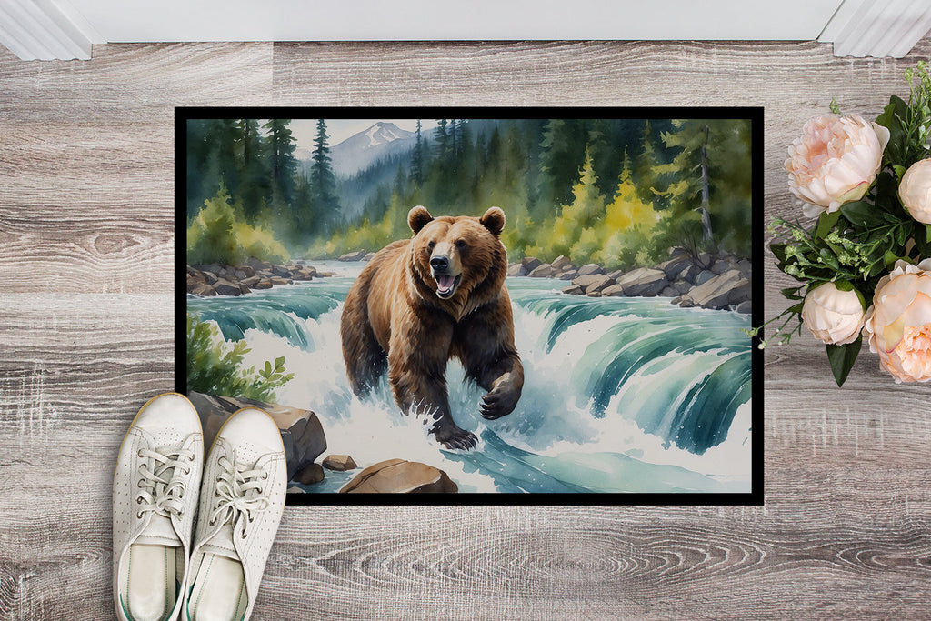 Alaskan Wilderness Grizzly Bear Doormat Indoor Outdoor 24H X 36W Front Door Mat Rugs for Entryway, Non Slip Washable Low Pile,